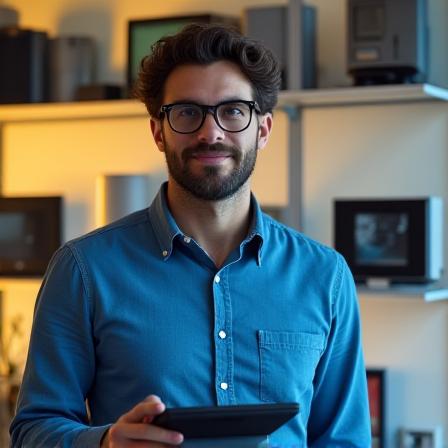 Tech specialist checking smart home sensors